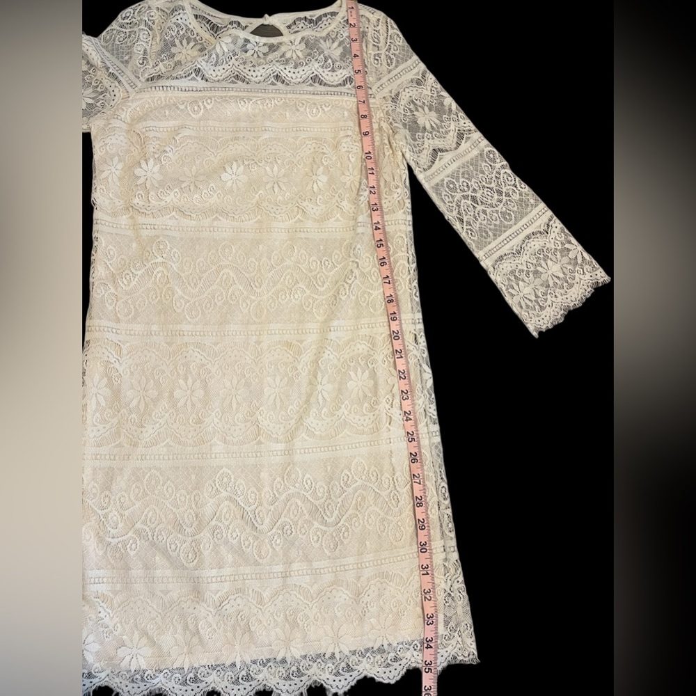 ✨Max Studio cream colored lace midi dress w/ built in slip! - Picture 11 of 16
